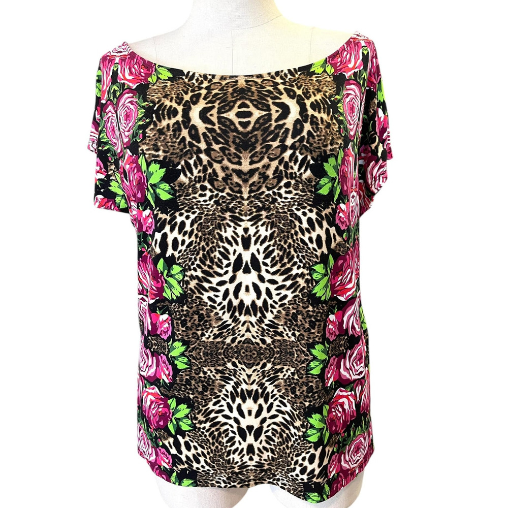 Torrid Betsey Johnson Leopard & Rose Super Soft Wide Neck Dolman Sleeve Top 3X